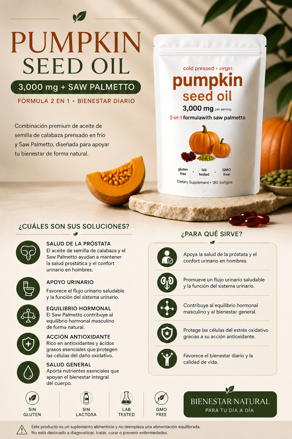 🎃 Pumpkin Seed Oil 3.000 mg + Saw Palmetto