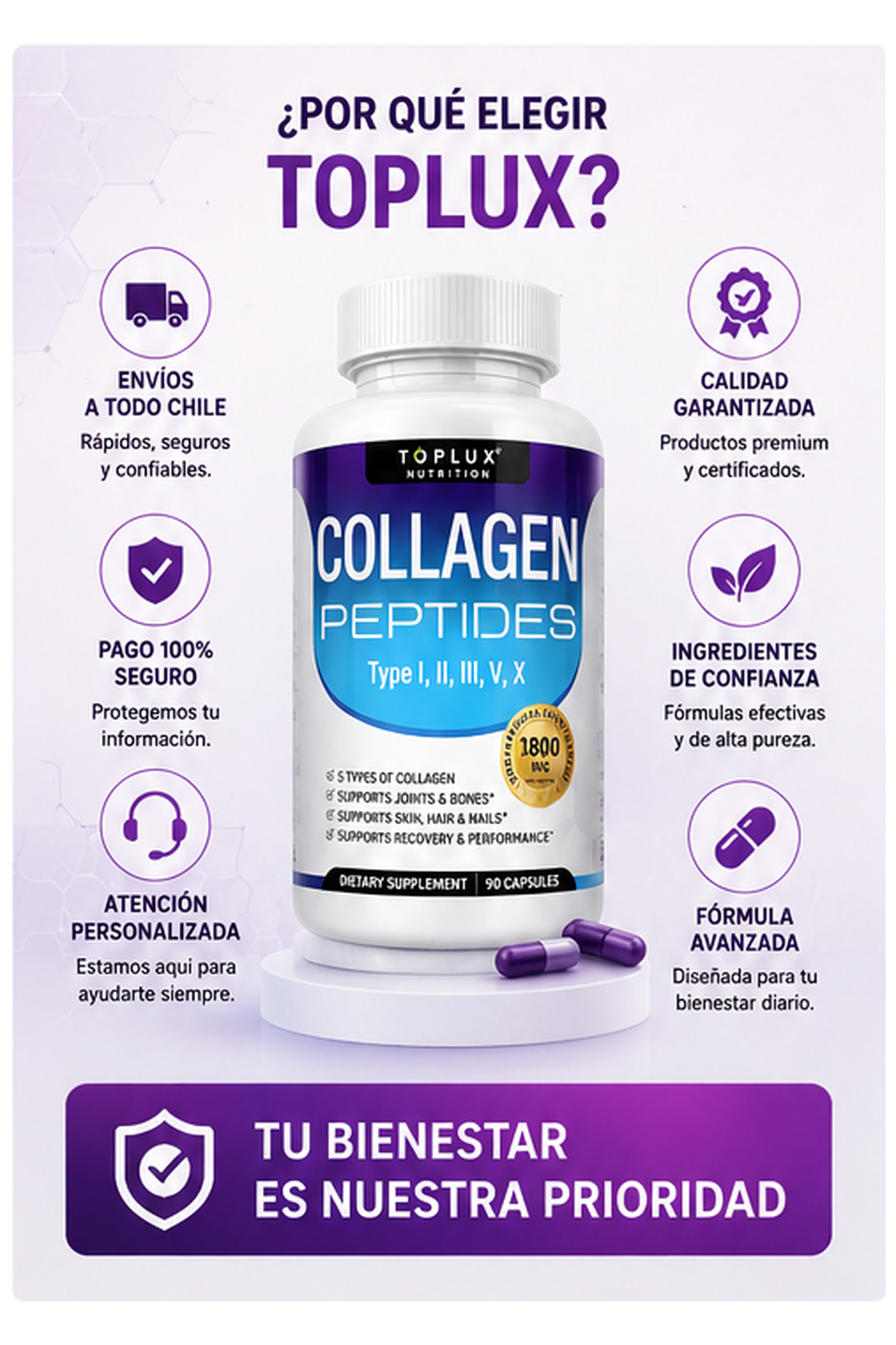 COLÁGENO 5 EN 1 – APOYO PARA ARTICULACIONES Y REJUVENECIMIENTO