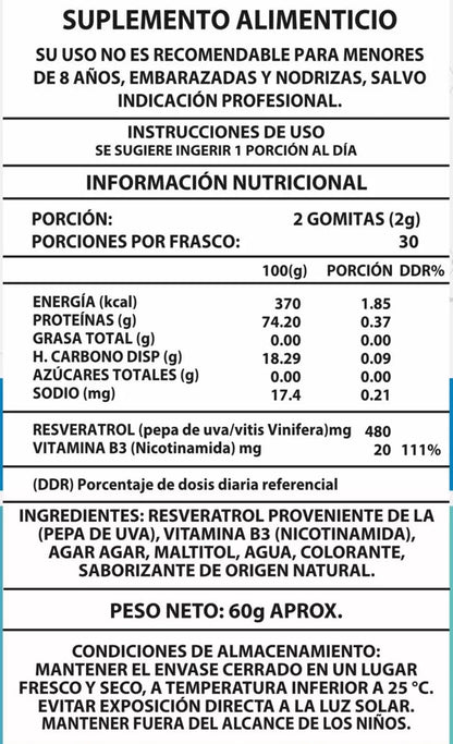 60 GOMITAS NAD+RESVERATROL 1000mg