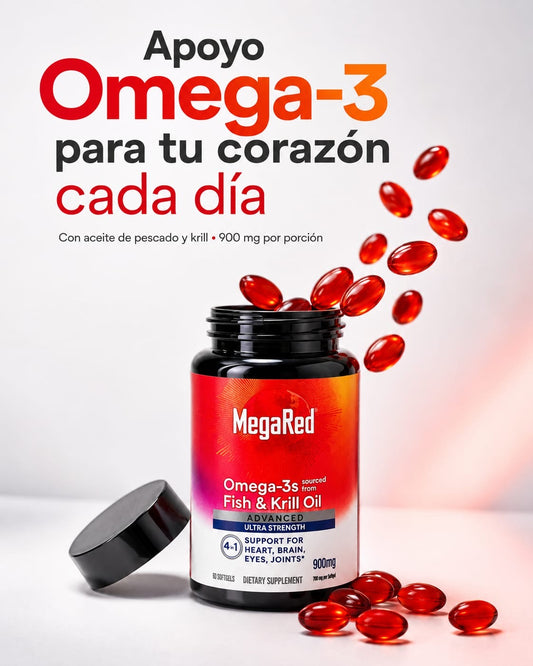 MegaRed Omega-3 Fish & Krill Oil Advanced Ultra Strength 900 mg – 60 cápsulas