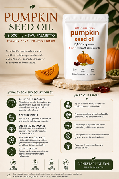 🎃 Pumpkin Seed Oil 3.000 mg + Saw Palmetto