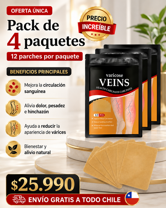 Pack 48 Parches para Várices | 4 Paquetes de 12 Unidades