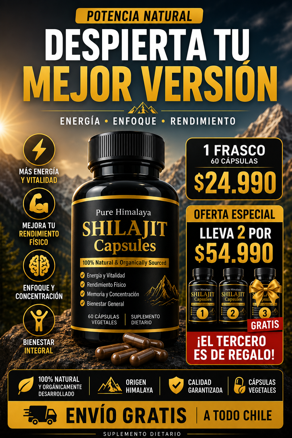 SHILAJIT PURE HIMALAYA 60 CAPSULAS